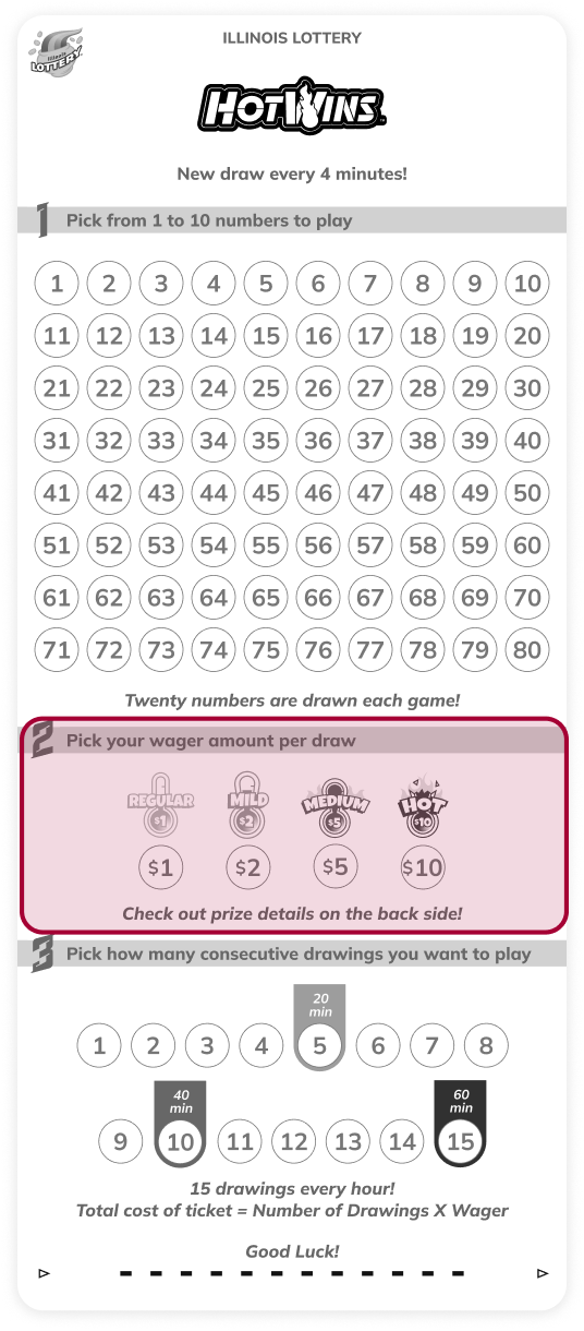 Pick your wager amount per draw.