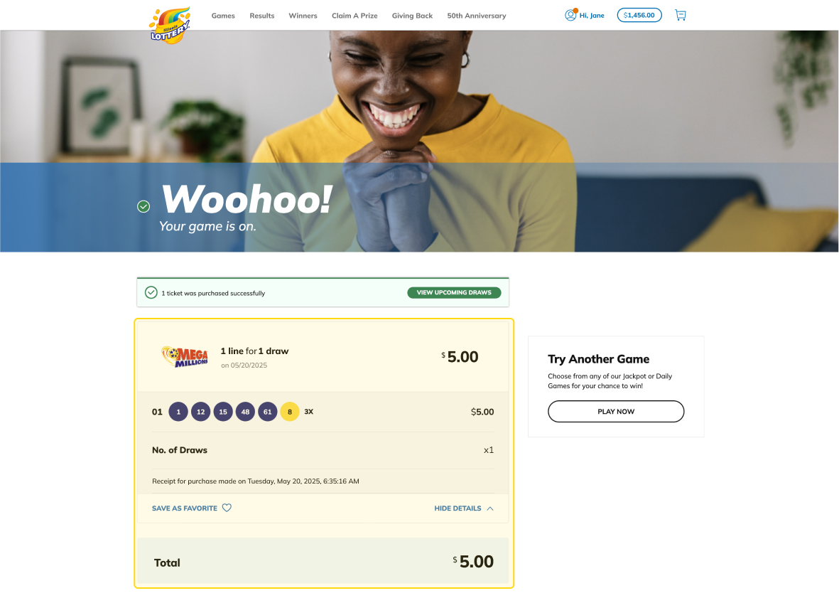 Review your purchase receipt