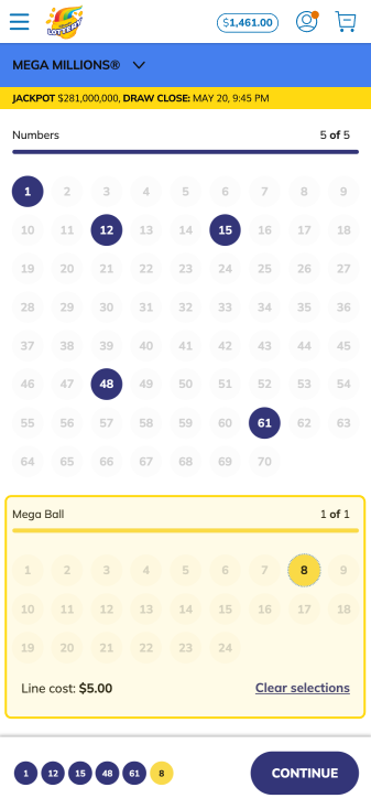 Pick one Mega Ball number