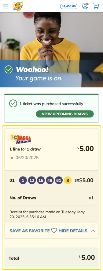 Review your purchase receipt