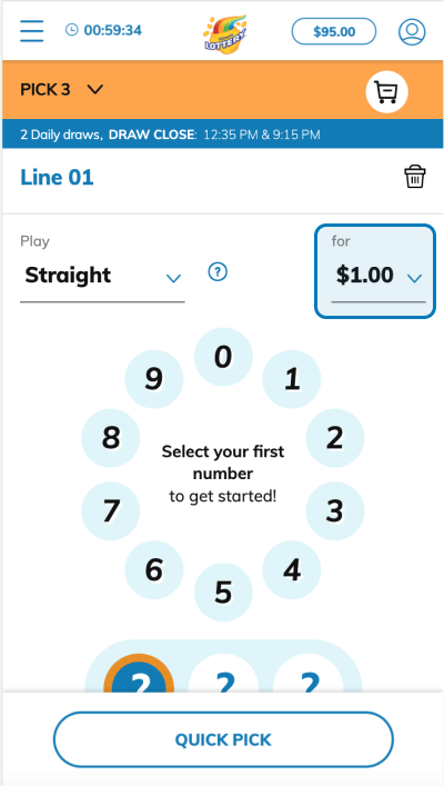 Pick your wager amount 