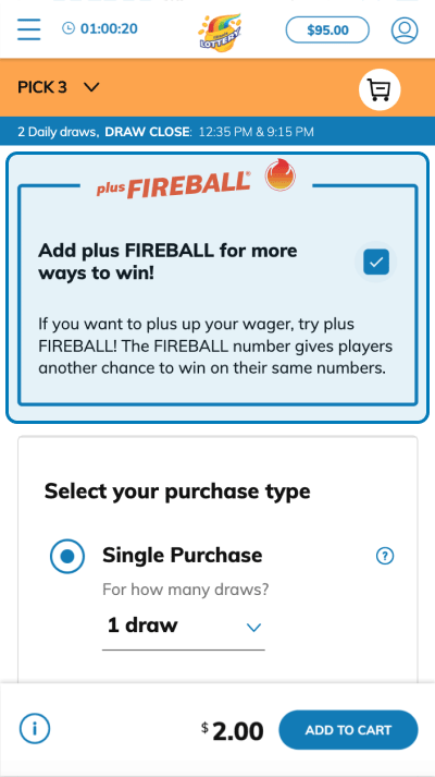 Add plus FIREBALL to your ticket