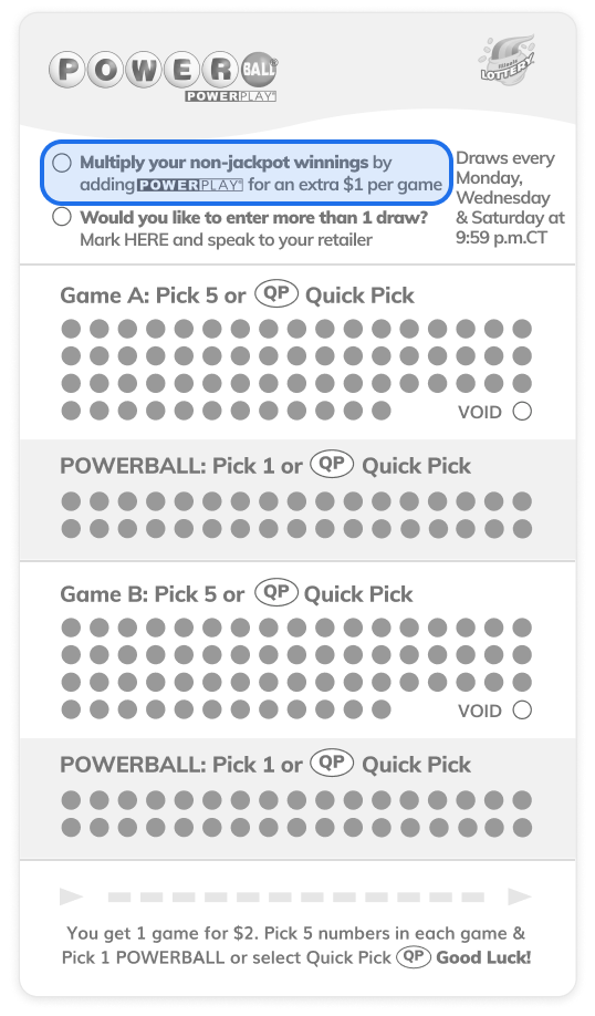 Pick your numbers: Use a play slip or speak to your retailer
