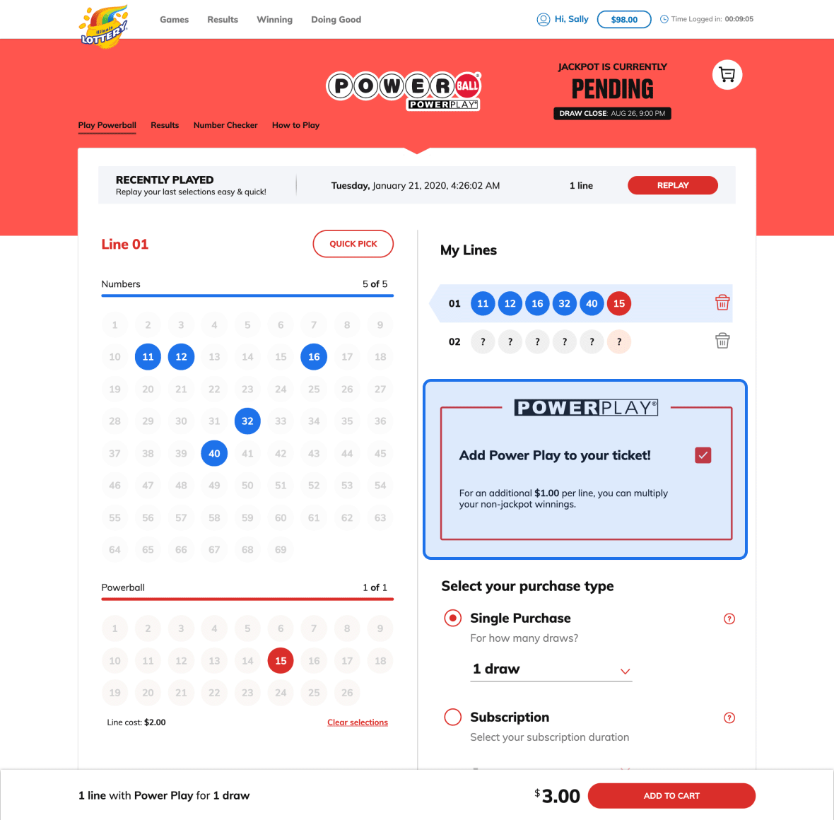 Add Power Play to your ticket 