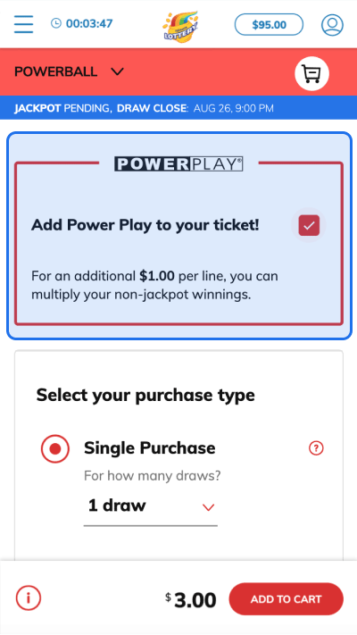 Add Power Play to your ticket