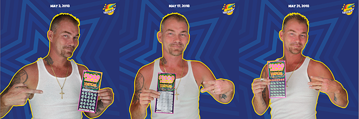 Timothy Gibson holds his winning $1,000 Frenzy instant tickets.